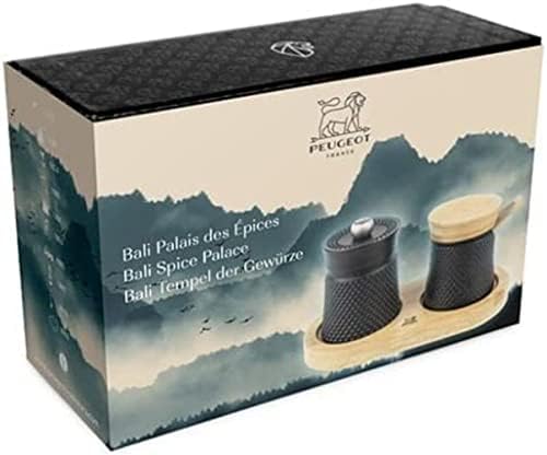 Peugeot Bali Pepper Mill and Salt Cellar Set, 3in, Black