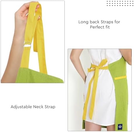 Encasa XO Kitchen Apron with Pockets, Cooking Aprons for Women