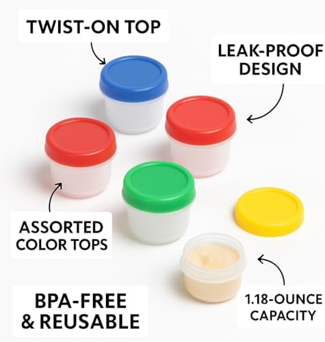 Twist Top 4-Pack Condiment Cups with Lids – 1.18 oz BPA-Free Mini