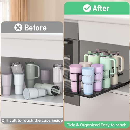 Pull Out Water Bottle Organizer for Stanley, Slide Out Tumbler Storage