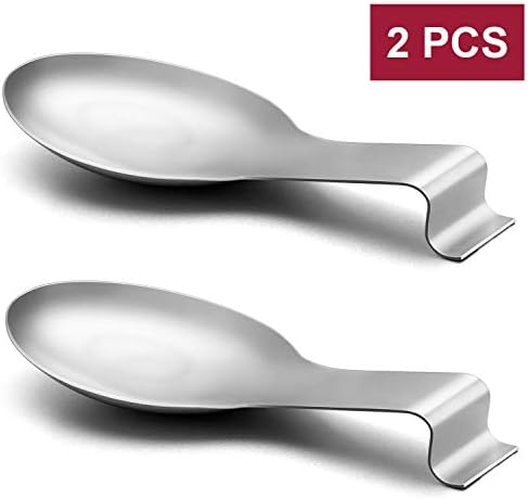 E-far Spoon Rest Set of 2, Stainless Steel Spoon Ladle Holder Spatula