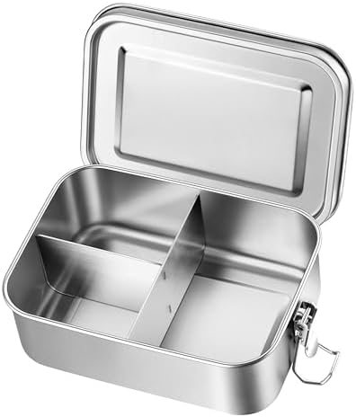 Leonyo 18/10 Stainless Steel 28oz Metal Lunch Bento Box with Divider