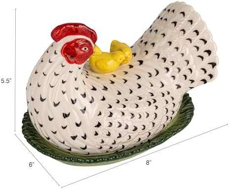 Creative Co-Op Stoneware Vintage Reproduction Hen Shaped Butter Dish
