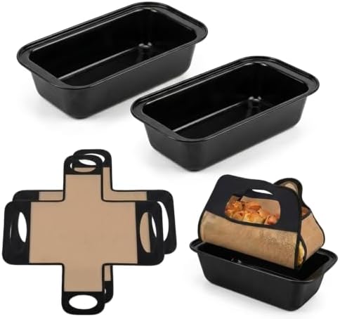 2-Pack Nonstick Loaf Pan Set, Carbon Steel Bread Pan with Slings