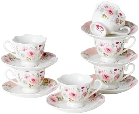 2.5oz Porcelain Demitasse Set of 6, 75ml Espresso