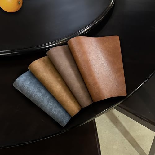 Leather Round Table Washable Placemats, Thick Faux Leather Heat