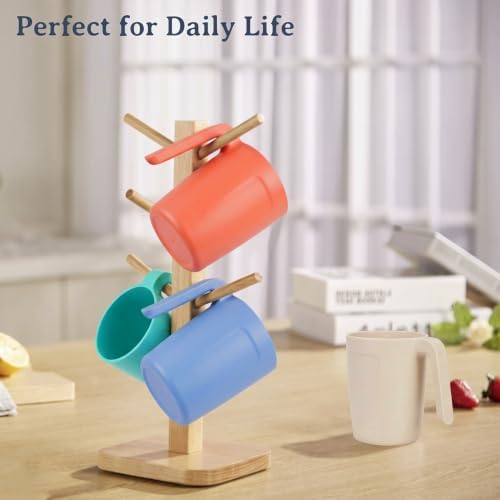 Wrova 16oz Wheat Straw Cups with handles set of 6-Plastic Cups
