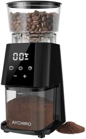 AYCHIRO Electric Burr Coffee Grinder, 30 Settings, Black