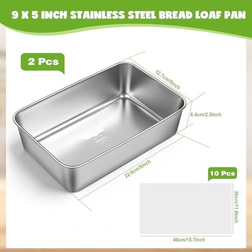 304 Stainless Steel Loaf Pan for Baking Bread, 9 x 5 Inch Loaf Pan