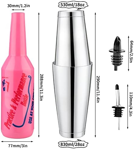 SuproBarware Flair Bottle - Pink Flair Bartender Kit 7pcs Flair Bottle