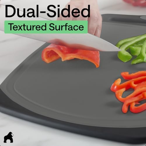 GORILLA GRIP Cutting Board Set of 3, Slip Resistant & Nonporous, Gray