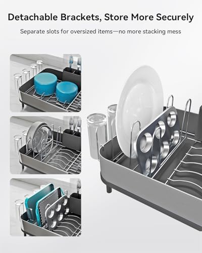 SUNLY Expandable Stainless Steel Dish Drying Rack, Black