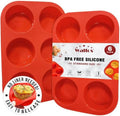 Walfos Silicone Muffin Pan - 6 Cup Non-Stick Silicone Cupcake Pan