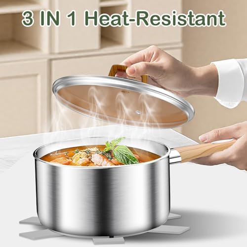 DUTZUN Stainless Steel Cookware Set 13PCS, Pots and Pans Set, Induction Cookware, Kitchen Cooking Set, Heavy Duty, Tri-Ply Base, Dishwasher Safe
