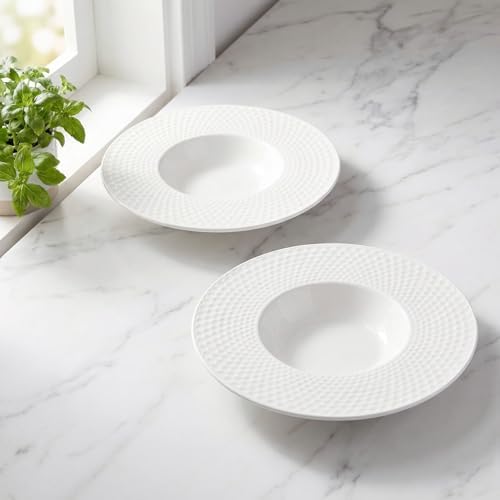 Creative home decor ceramic wide-rimmed soup bowls/plates, 10.5 oz