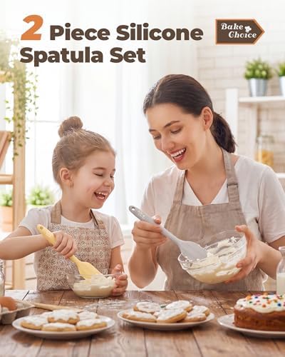 Bake Choice 2 Pieces Silicone Spatula Set, Premium Steel Core