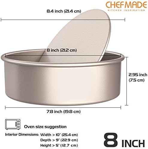CHEFMADE Round Cake Pan, 8-Inch with Removable Loose Bottom
