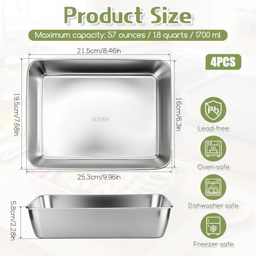 4 PCS 304 Stainless Steel Food Storage Containers with lids, 2.3 Inch