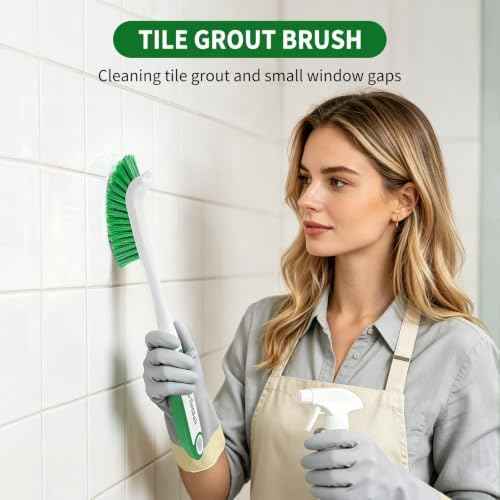 Scrub Brush Set, 4 Pack, Green