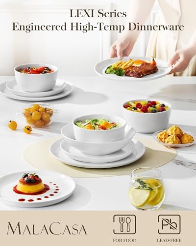 MALACASA 24-Piece Dinnerware Set for 6, White Porcelain Dishes