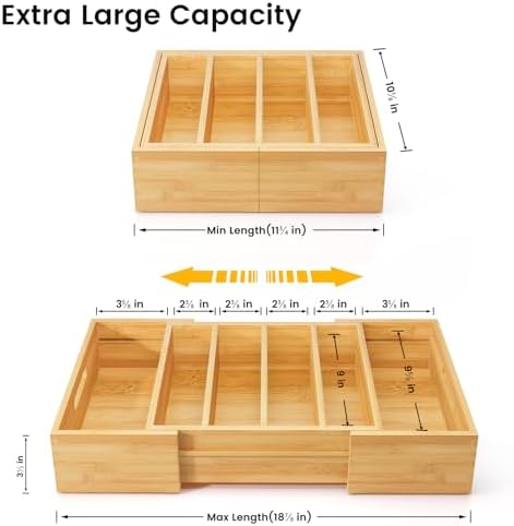 Kiasthome Expandable Bamboo Lid Organizers Inside Cabinet, Kitchen