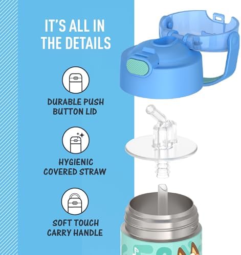 THERMOS FUNTAINER Water Bottle with Straw, 12oz, Bluey