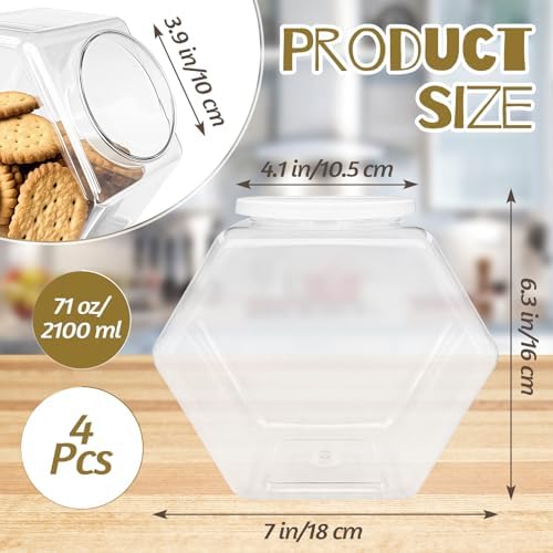 Woozettn 4 Pcs 71 Oz Plastic Candy Jars