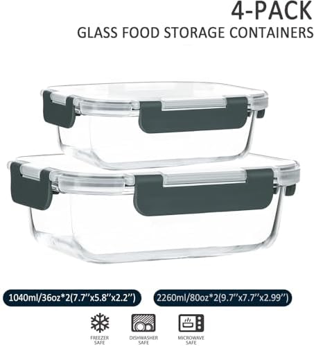 M MCIRCO 80 oz & 36 oz Glass Food Storage Containers