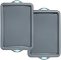 Webake 2Pcs Silicone Sheet Cake Pan with Metal Frame, 14 Inch Silicone