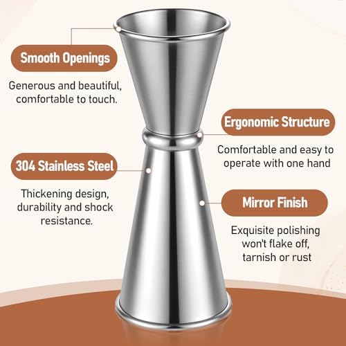 9 PCS Jigger for Bartending, 2oz,1oz Cocktail Jigger 304 Stainless