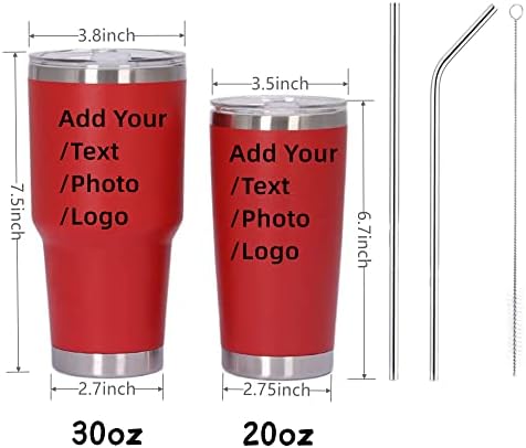 Personalized Photo 20oz/30oz Stainless Steel Tumbler, Custom Coffee