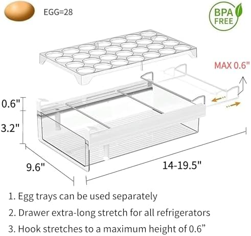 vacane Clear Pull-Out Egg Holder Tray, 28 Eggs