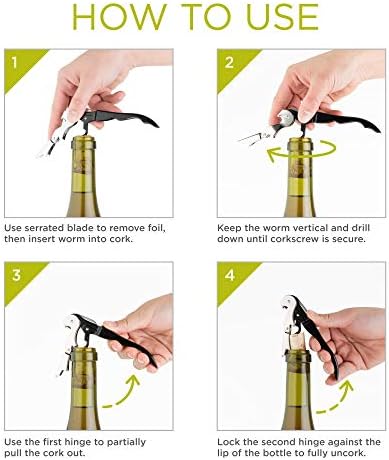 True Truetap Double Hinged Waiter's Corkscrew Wine Opener, Stainless