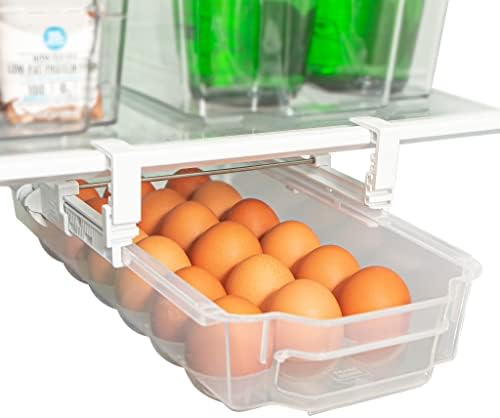 Adjustable Sliding Egg Drawer, Holds 18 Eggs, Clear