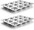 LIANYU 12 Cups Muffin Pan for Baking, 2 Pack Stainless Steel Cupcake