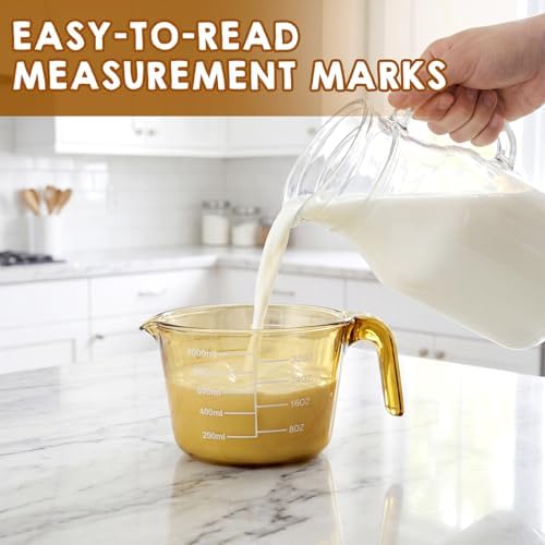 Domensi 3 Pack Glass Measuring Cups 1, 2 & 4 Cup, Measuring Cups for