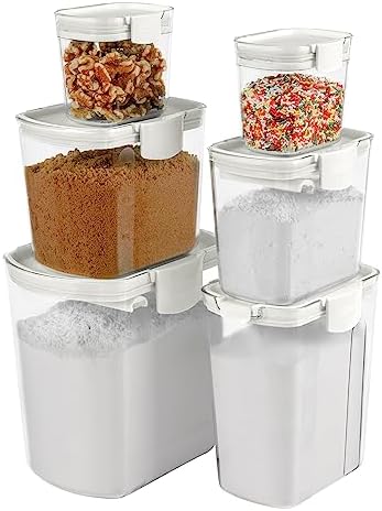 Progressive ProKeeper Baker's Storage Canister Set, White, 6-Piece