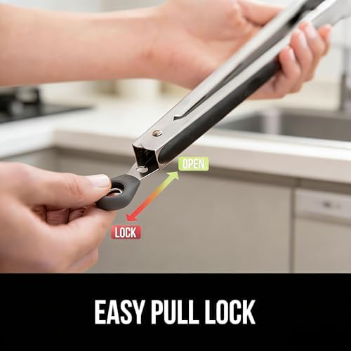 3-in-1 Silicone Kitchen Tongs Set of 2, 11 and 14 Inch, Gray