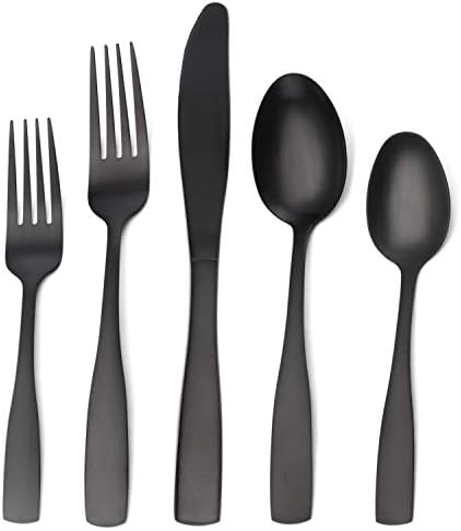 Matte Black Silverware Set, Satin Finish 20-Piece Stainless Steel