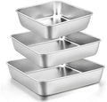 6/8/9-Inch Square Cake Pan Set, E-far Stainless Steel Square Baking