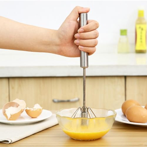 3 Pack Stainless Steel Egg Whisk Versatile Easy Whisk Hand Push Rotary