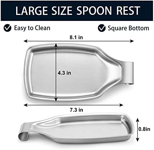 Stainless Steel Spoon Rest for Kitchen Stove Top, Herogo Large Cooking