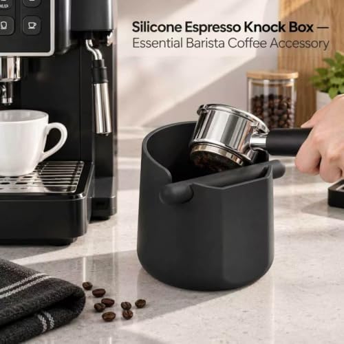 Espresso Knock Box, Large Coffee Knock Box, Silicone Espresso Knock