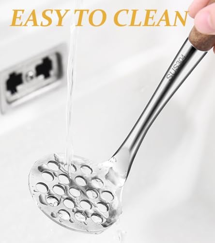Avocado Masher Stainless Steel Small, Mini Potato Masher, Wooden