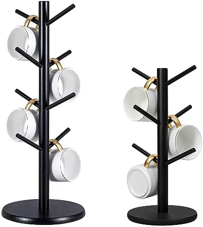 MyLifeUNIT Mug Holder Tree, Black Coffee Cup Holder, Wood Mug Hanger
