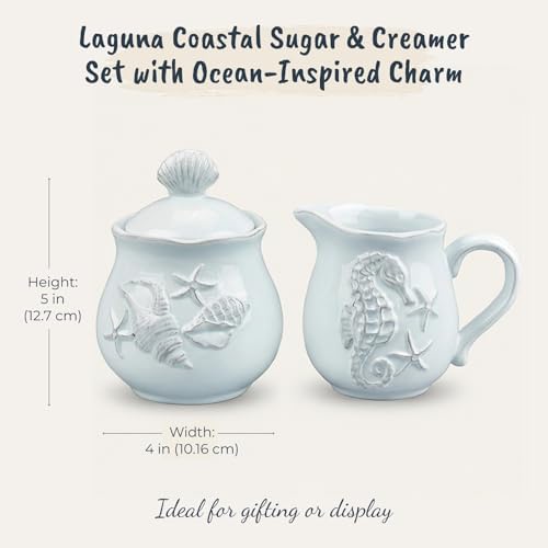 Blue Sky Ceramics Sky Ceramic Laguna Coastal Sugar and Creamer Set