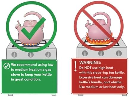 UPware Pink Pig Whistling Tea Kettle, 2.1 Quart