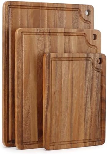 Caperci Wood Cutting Board Set of 3 - Acacia Wooden Cutting Chopping