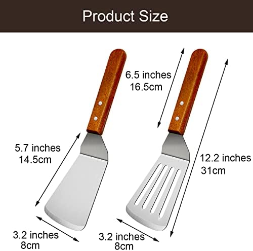 KLAQQED 2Pcs Metal Spatulas Set, Metal Spatula for Cast Iron Skillet