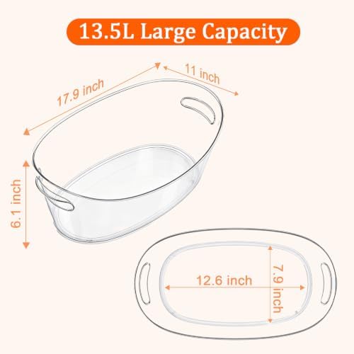 13.5L Ice Bucket 2 Pack Ice Buckets for Parties, Large Beverage Tub